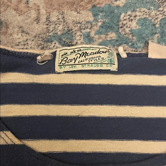 Levi's Vintage Clothing Navy and Cream Striped Top - Picture 2 of 3